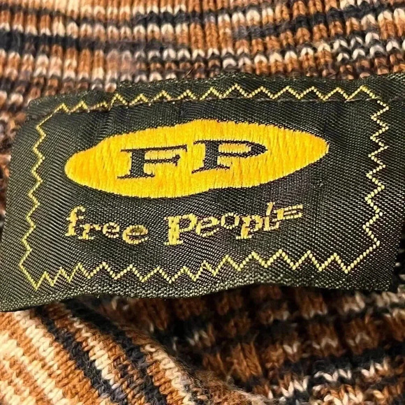 Free People Womens Multicolor Cotton Striped Long Sleeve Collared Crop Sweater M - Picture 4 of 5